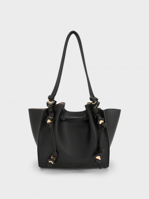 Geanta Tote Charles & Keith Cube Trapeze Negrii | 825AQFGYO