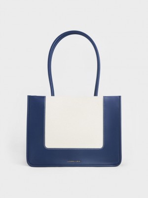 Geanta Tote Charles & Keith Daylla Large Panza Bleumarin | 831ISRGEL