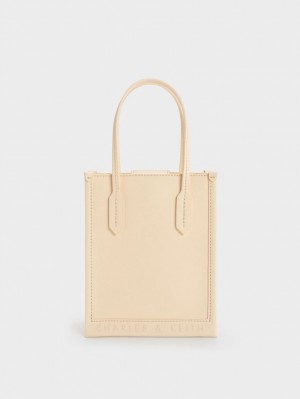 Geanta Tote Charles & Keith Geometric Bej | 653ZYKOES