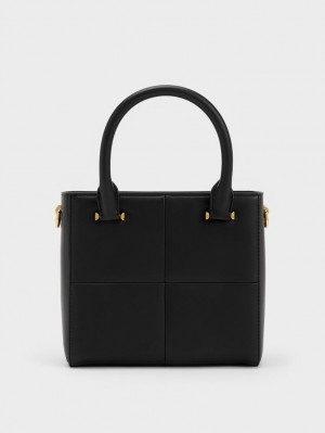 Geanta Tote Charles & Keith Georgette Square Negrii | 724CRYXIP