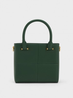 Geanta Tote Charles & Keith Georgette Square Verzi Inchis | 213GEPRIT