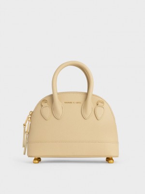 Geanta Tote Charles & Keith Harmonee Bowling Bej | 815OPLFDB