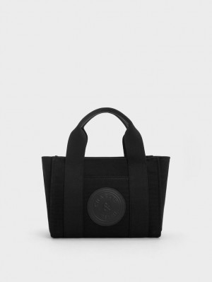 Geanta Tote Charles & Keith Kay Panza Negrii | 765VBHEPN