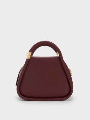 Geanta Tote Charles & Keith Lara Geometric Ciocolata Inchis | 395DFQTJN