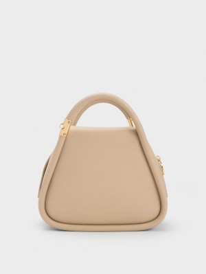 Geanta Tote Charles & Keith Lara Geometric Bej | 932HDUOFN
