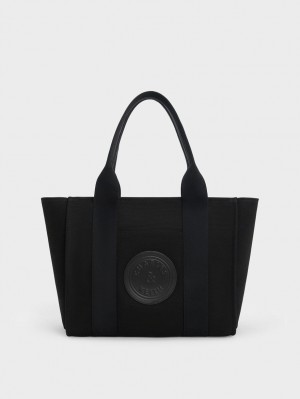 Geanta Tote Charles & Keith Large Kay Panza Negrii | 052AKLYNI