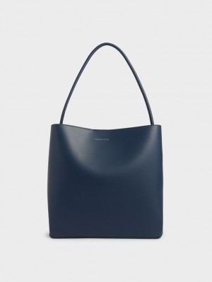 Geanta Tote Charles & Keith Leia Albastri | 827DFCZXY