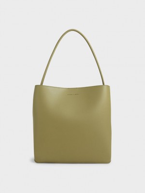 Geanta Tote Charles & Keith Leia Masline Verzi | 234DCVGJK