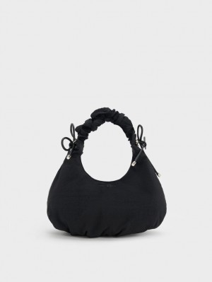 Geanta Tote Charles & Keith Maisy Ruched Nailon Negrii | 293JAEQPS
