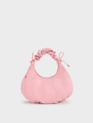 Geanta Tote Charles & Keith Maisy Ruched Nailon Roz | 207DGQRVS
