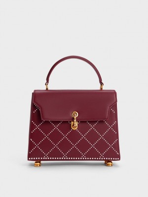 Geanta Tote Charles & Keith Marietta Bead-Embellished Trapeze Visinii | 380JWOCPK