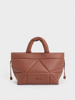 Geanta Tote Charles & Keith Nina Piele Drawstring Slouchy Maro | 572VKWXFZ