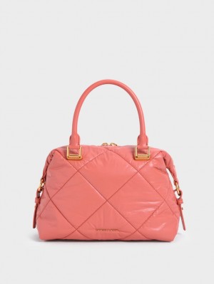Geanta Tote Charles & Keith Paffuto Matlasat Corai | 920JHWINC