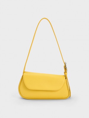 Geanta Tote Charles & Keith Petra Asymmetrical Front Flap Galbeni | 362ACILHR