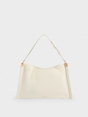 Geanta Tote Charles & Keith Ridley Slouchy Albi | 978CYDSRA