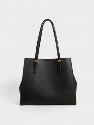 Geanta Tote Charles & Keith Sansa Negrii | 596IOPTAB