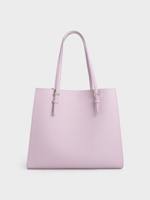 Geanta Tote Charles & Keith Sansa Violet | 318ARXOIL