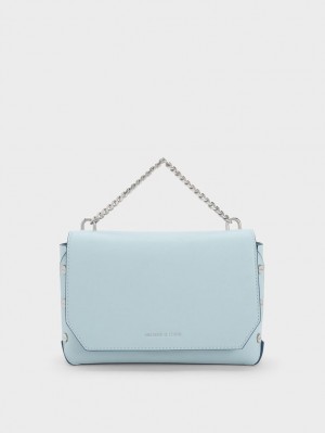 Geanta Tote Charles & Keith Screw Motif Front Flap Albastri | 403XWBNUJ