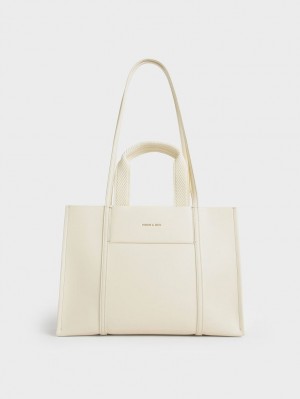 Geanta Tote Charles & Keith Shalia Albi | 932QELKWP
