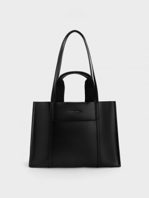 Geanta Tote Charles & Keith Shalia Negrii | 519IOAMCS