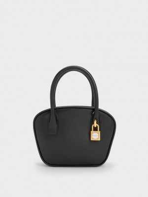 Geanta Tote Charles & Keith Suki Padlock Negrii | 503IHLOTC