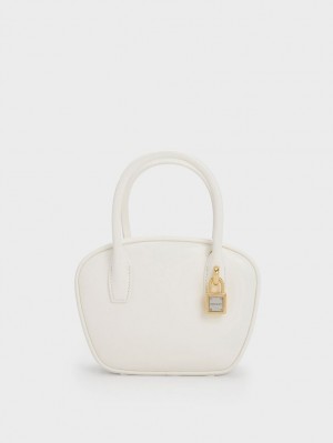 Geanta Tote Charles & Keith Suki Padlock Albi | 149TPLEZC
