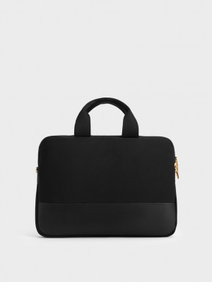 Geanta Tote Charles & Keith Textured Laptop Negrii | 056JCZKVM