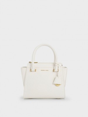 Geanta Tote Charles & Keith Trapeze Albi | 081CLEHKR