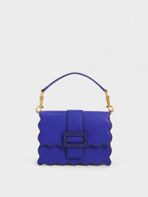 Geanta Tote Charles & Keith Waverly Scallop-Trim Albastri | 103OSZNXD