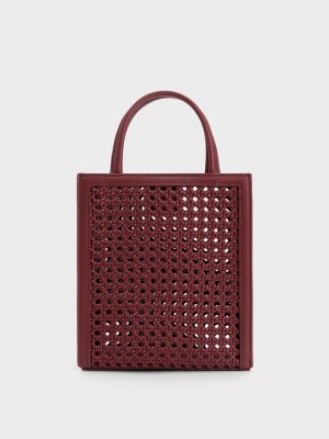 Geanta Tote Charles & Keith Woven Double Handle Visinii | 852MFQSBK