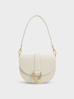 Genți De Șa Charles & Keith Gabine Piele​ Albi | 369HVZLXG