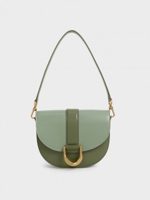 Genți De Șa Charles & Keith Gabine Two-Tone​ Masline Verzi | 296GOJLIH