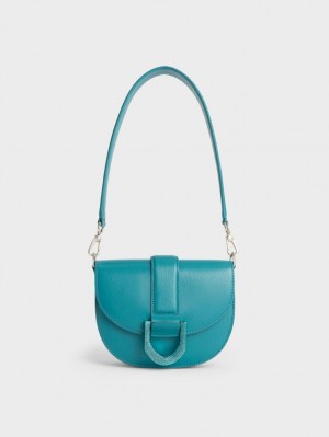 Genți De Șa Charles & Keith Mini Gabine Piele Turcoaz | 759YEQLAV