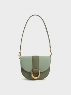 Genți De Șa Charles & Keith Mini Gabine Two-Tone​ Masline Verzi | 784LHZITM