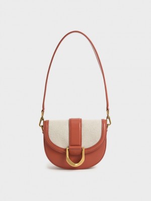 Genți De Șa Charles & Keith Mini Gabine Two-Tone​ Maro | 287POTWCI