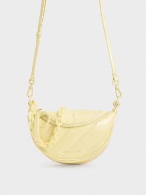 Genți De Șa Charles & Keith Philomena Glow-In-The-Dark Galbeni | 051FYZVGN