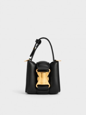 Genti Mini Charles & Keith Ivy Top Handle Negrii | 315VNGHQC