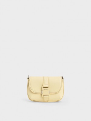 Genti Mini Charles & Keith Zetta Belt Cu Catarama Galbeni | 826LCDYVQ