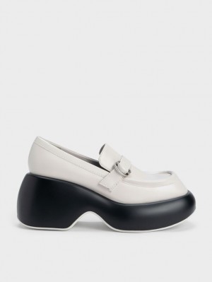 Mocasini Charles & Keith Buckled Platforma Penny Albi | 032EHCGPQ