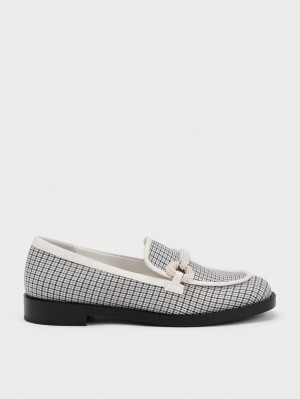 Mocasini Charles & Keith Checkered Beaded Curea Gri | 690RBAKEM