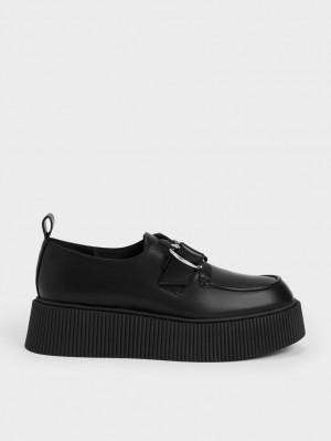 Mocasini Charles & Keith Cordova Buckled Platforma Negrii | 571HRJCWO