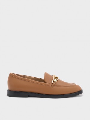 Mocasini Charles & Keith Gabine Chain-Link Piele Maro | 935HWACQN