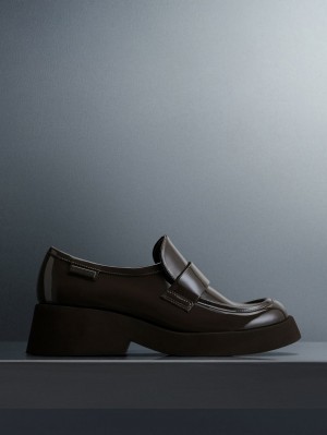 Mocasini Charles & Keith Giselle Curea Grosolan Lacuita Maro | 951OZWFAQ