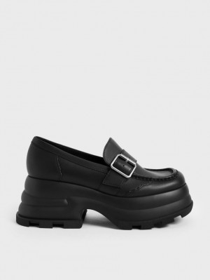 Mocasini Charles & Keith Jules Platforma Buckled Negrii | 682SJCQHA