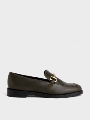 Mocasini Charles & Keith Metallic Accent Masline Verzi | 704QEKTRS