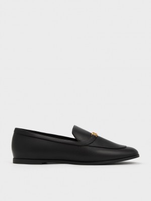 Mocasini Charles & Keith Metallic Accent Round-Bombeu Negrii | 974AEKNYR