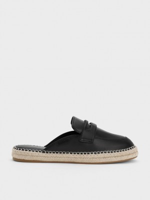 Mocasini Charles & Keith Penny Backless Espadrilles Negrii | 267ABWGMC