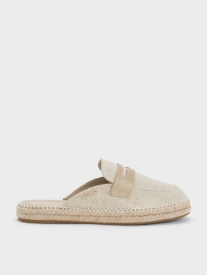 Mocasini Charles & Keith Penny Backless Espadrilles Bej | 412ZCATDX