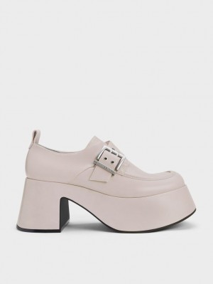 Mocasini Charles & Keith Rubina Buckled Grosolan Gri Deschis | 576TJRUKB