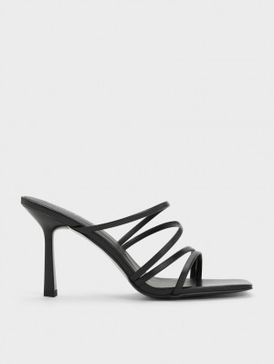 Mules Charles & Keith Asymmetric Square-Bombeu Toc Negrii | 724SLZIFP